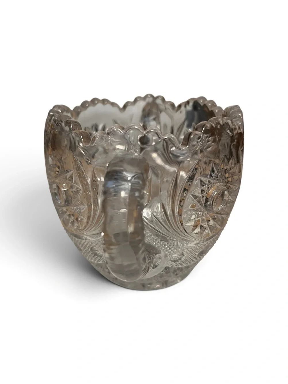 Clear Etched Glass Sugar Bowl with Handles - Decorative Home Art